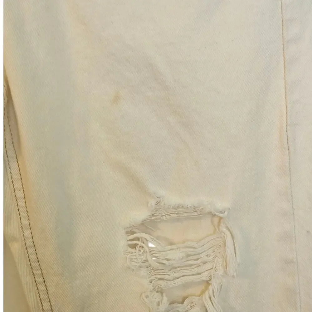 BDG Urban Outfitters Distressed Cowboy Jean Cream White Wide Leg Size 30